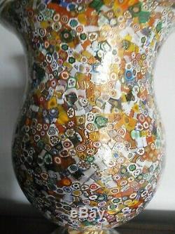 Huge Murano Very High Quality Art Glass Millefiori Vase. Signed by Poggi