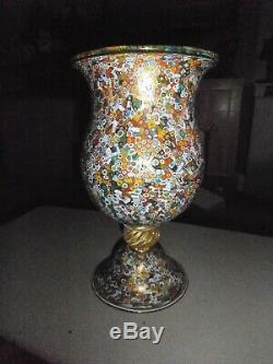 Huge Murano Very High Quality Art Glass Millefiori Vase. Signed by Poggi