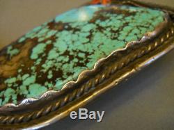 Huge high grade turquoise sterling silver buckle 6 x 4 327 grams! Signed TF