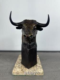 Humberto Peraza Bull Head High Bronze Sculpture Signed And Numered