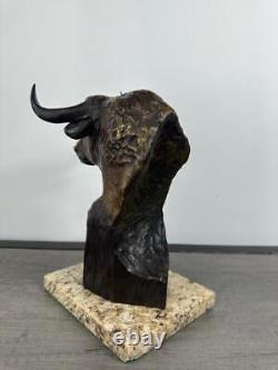 Humberto Peraza Bull Head High Bronze Sculpture Signed And Numered