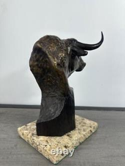 Humberto Peraza Bull Head High Bronze Sculpture Signed And Numered
