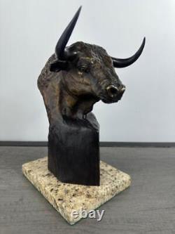 Humberto Peraza Bull Head High Bronze Sculpture Signed And Numered