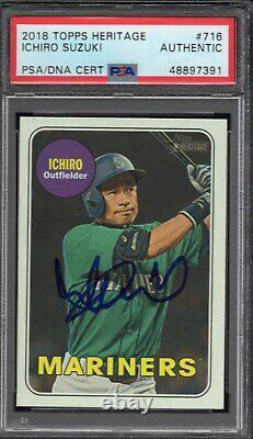 ICHIRO SUZUKI Signed Autograph 2018 Topps Heritage Card Mariners SP #716 PSA/DNA