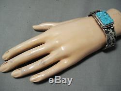 Important High Grade Albert Jake Navajo Turquoise Sterling Silver Bracelet