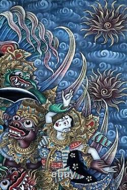 Incredible! Original Balinese Painting MYTHICAL BALI (35.75 High x 25 Wide)