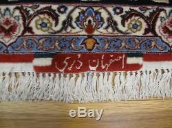Ivory Wool & Silk on Silk High End Signed Persian lsfahan Handmade Rug 5x8 Rug