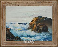 JOHN COLLIER Original SIGNED High Tide Coastline OIL ON CANVAS Vintage Framed