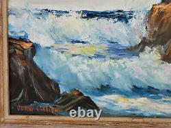 JOHN COLLIER Original SIGNED High Tide Coastline OIL ON CANVAS Vintage Framed
