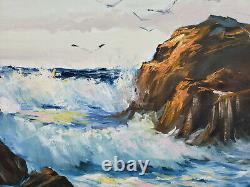 JOHN COLLIER Original SIGNED High Tide Coastline OIL ON CANVAS Vintage Framed