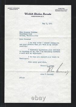 JOHN F KENNEDY Signed Letter 1954, JSA LOA 35th President, High Grade Auto, Rare