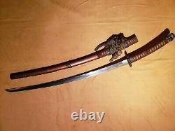 Japanese Samurai Sword Katana, Signed Kanewaka, High Polish War Trophy, 27 1/4