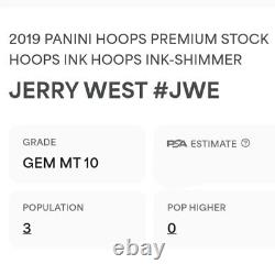 Jerry West 2019 Hoops Premium Hoops Ink Autographs Shimmer PSA 10 (POP 3)