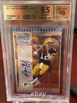 Jersy# 2005 Bowman Chrome Aaron Rodgers Auto 12/199 Rc Bgs 9.5 10 Pop1 High Subs