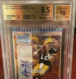 Jersy# 2005 Bowman Chrome Aaron Rodgers Auto 12/199 Rc Bgs 9.5 10 Pop1 High Subs