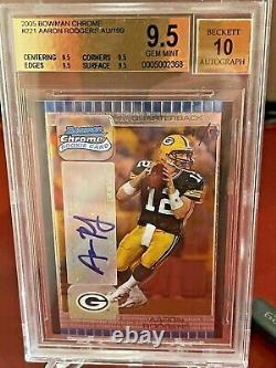 Jersy# 2005 Bowman Chrome Aaron Rodgers Auto 12/199 Rc Bgs 9.5 10 Pop1 High Subs