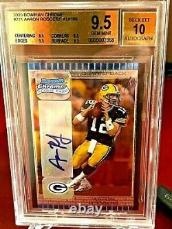 Jersy# 2005 Bowman Chrome Aaron Rodgers Auto 12/199 Rc Bgs 9.5 10 Pop1 High Subs