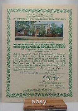 Jimmy Carter Signed Authentic Piece Of Plains High School With COA