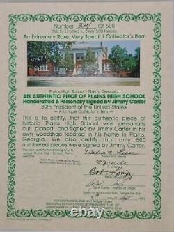 Jimmy Carter Signed Piece Of Plains High School Rare Georgia POTUS Autograph COA