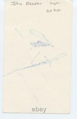 John Denver Signed 3x5 Index Card JSA Certified Autograph Rocky Mountain High