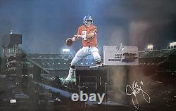 John Elway Signed Denver Broncos 34x22 Photo Poster Mile High BAS 45001