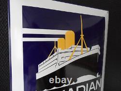 LARGE Canadian Pacific Vintage Cruise Line Boat Company Porcelain Enamel Sign