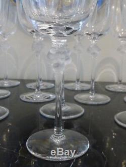 Lalique Roxane Set of 12 Wine Goblets 6 7/8 High