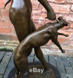 Large Art Deco Bronze Diana the Huntress with Dog 82cm High Signed E McCartan