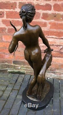 Large Art Deco Bronze Diana the Huntress with Dog 82cm High Signed E McCartan