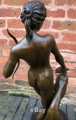 Large Art Deco Bronze Diana the Huntress with Dog 82cm High Signed E McCartan