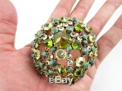 Large High Dome Signed Schreiner Of New York Sparkling Rhinestone Pin