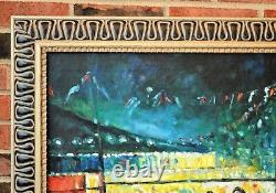 Large High Quality Original Oil Painting Festival Street Scene Framed Signed