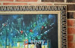 Large High Quality Original Oil Painting Festival Street Scene Framed Signed