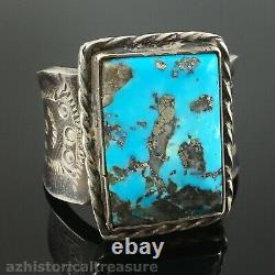 Large Native American Navajo Sterling Silver & High Grade Turquoise Ring