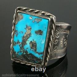 Large Native American Navajo Sterling Silver & High Grade Turquoise Ring