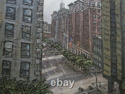 Large Robert Carrere Chunky Painting Modernist High Building View City New York