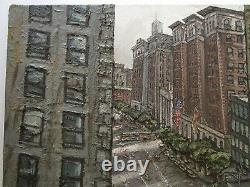 Large Robert Carrere Chunky Painting Modernist High Building View City New York