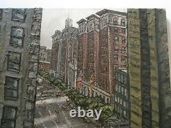 Large Robert Carrere Chunky Painting Modernist High Building View City New York