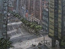 Large Robert Carrere Chunky Painting Modernist High Building View City New York