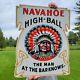 Large Vintage Navahoe High-ball Glassware Porcelain Enamel Heavy Metal Bar Sign