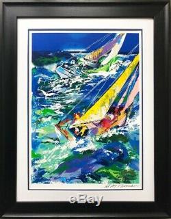 LeRoy Neiman High Seas Sailing Framed Hand Signed Serigraph Nautical Seascape