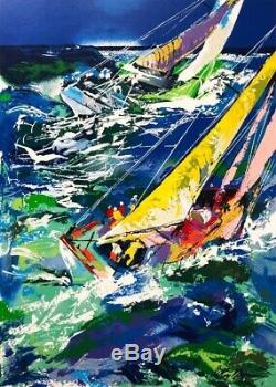 LeRoy Neiman High Seas Sailing Framed Hand Signed Serigraph Nautical Seascape