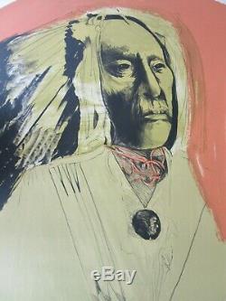 Leonard Baskin High Bear Standing Rock Sioux Color Lithograph Trial Proof Signed