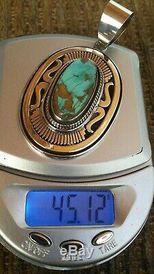 Leonard Nez Navajo -High Grade Turquoise Pendant Signed