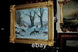 Lovely Large American Deer Landscape signed S. Parker High quality Painting