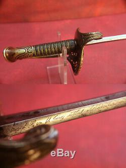 M1850 Civil War Sword & Scab Highly Engraved Klingenthal / Coulex Signed Solid