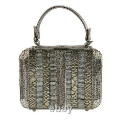 MARY FRANCES Mile High Suitcase Travel Bag Handbag Beaded Grey Signed NEW