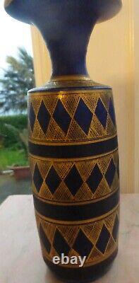 MARY RICH STUDIO POTTERY VASE cobalt blue gold lustre ±23cm 9 inches high signed