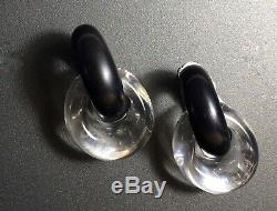 MONIES, EBONY and LUCITE EARRINGS. Signed, HIGH FASHION. NEW