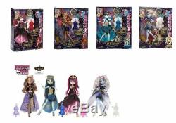 MONSTER HIGH 13 WISHES FIVE DOLLS, CASBAH SIGNED PRINT ART & TWO PLAYSETS WithDOLLS